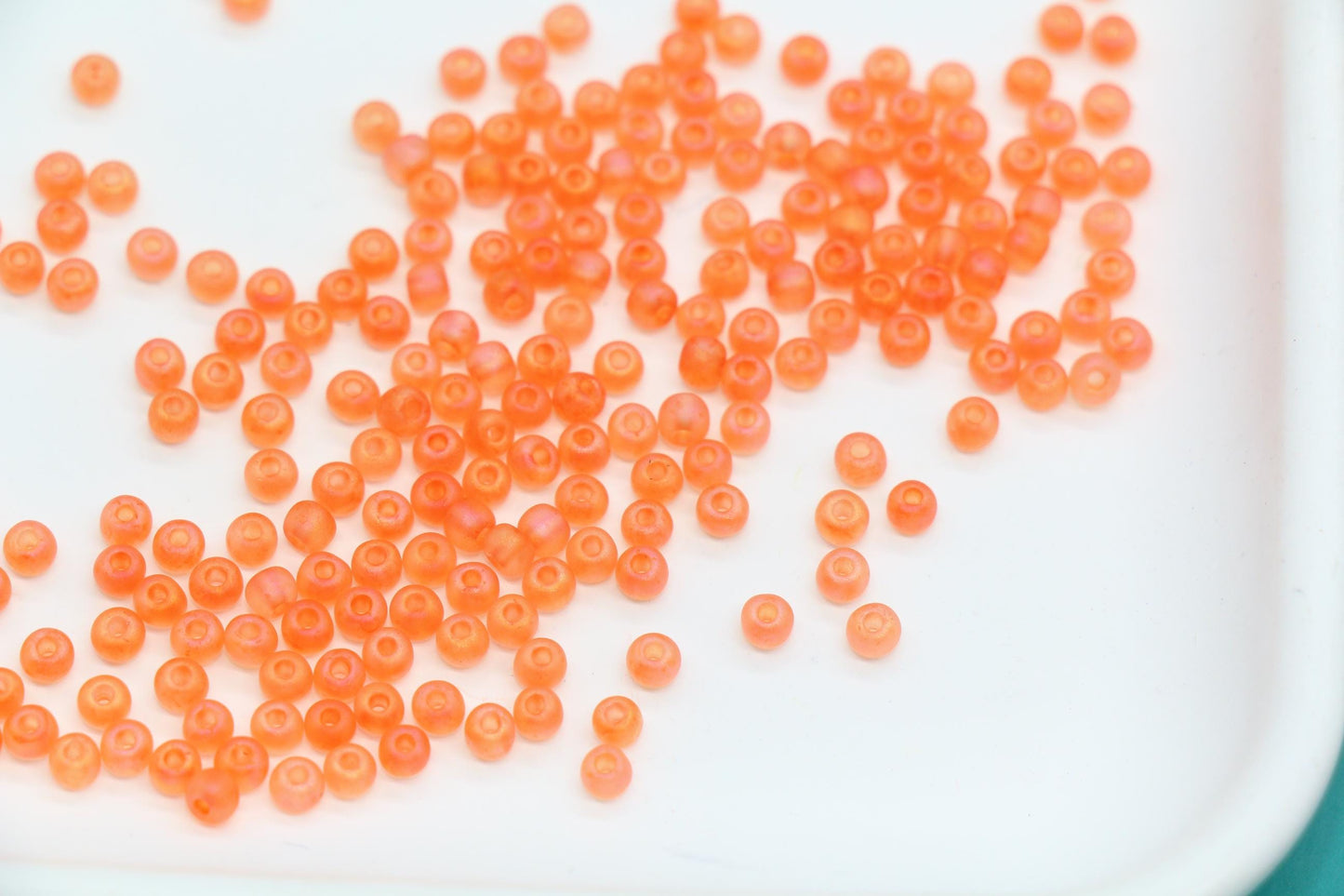 3mm Matte Iridescent Coral Glass Beads, Frosted AB Round Beads #2282