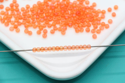 3mm Matte Iridescent Coral Glass Beads, Frosted AB Round Beads #2282