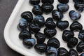 12mm Black Marble Acrylic Heart Beads