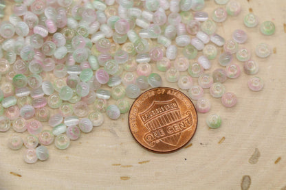 4mm Ombre Cat Eye Glass Beads, Pink Green Beads #2283