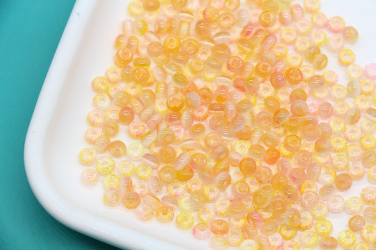 4mm Ombre Cat Eye Glass Beads, Yellow Peach Beads #2284