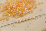 4mm Ombre Cat Eye Glass Beads, Yellow Peach Beads #2284