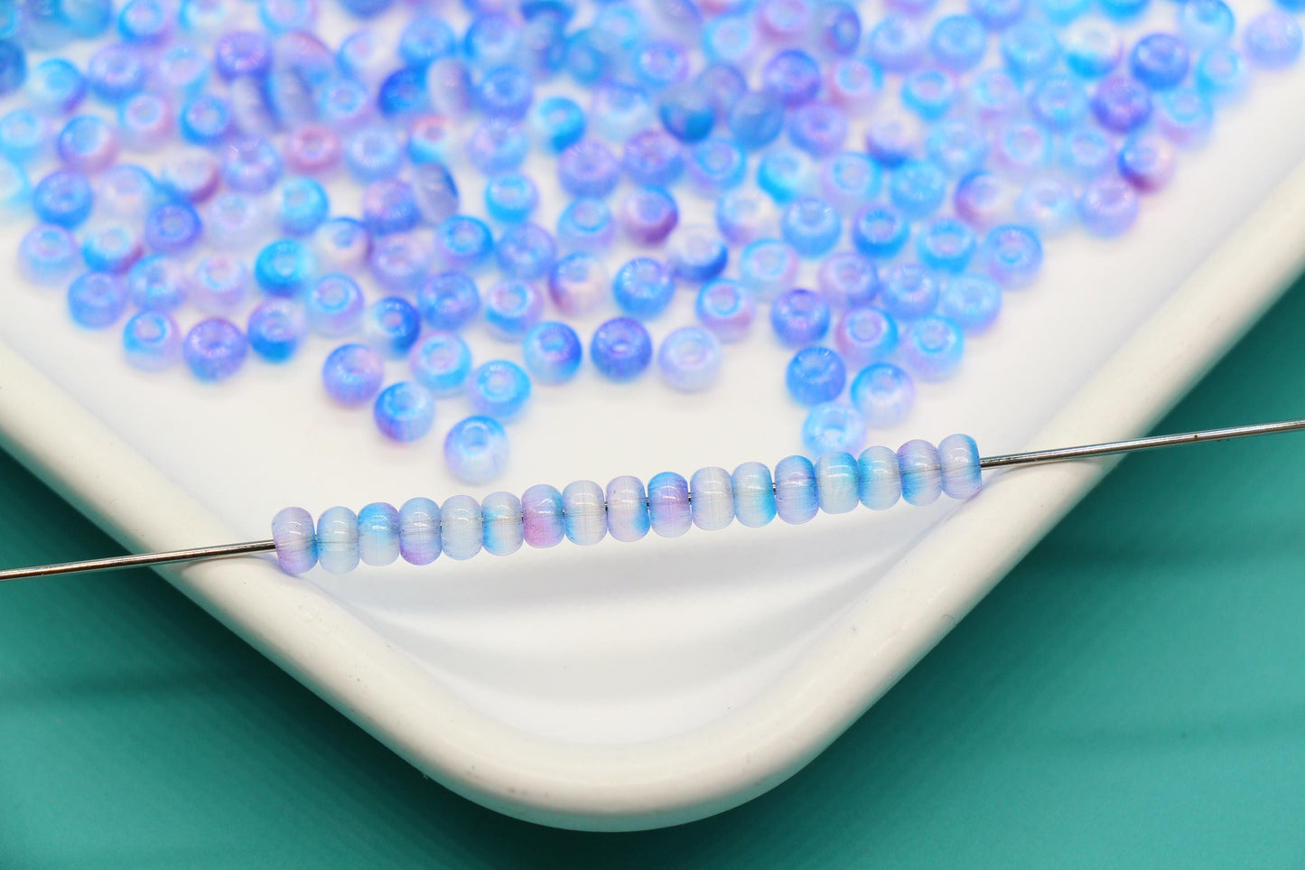 4mm Ombre Cat Eye Glass Beads, Blue Purple Beads #2285