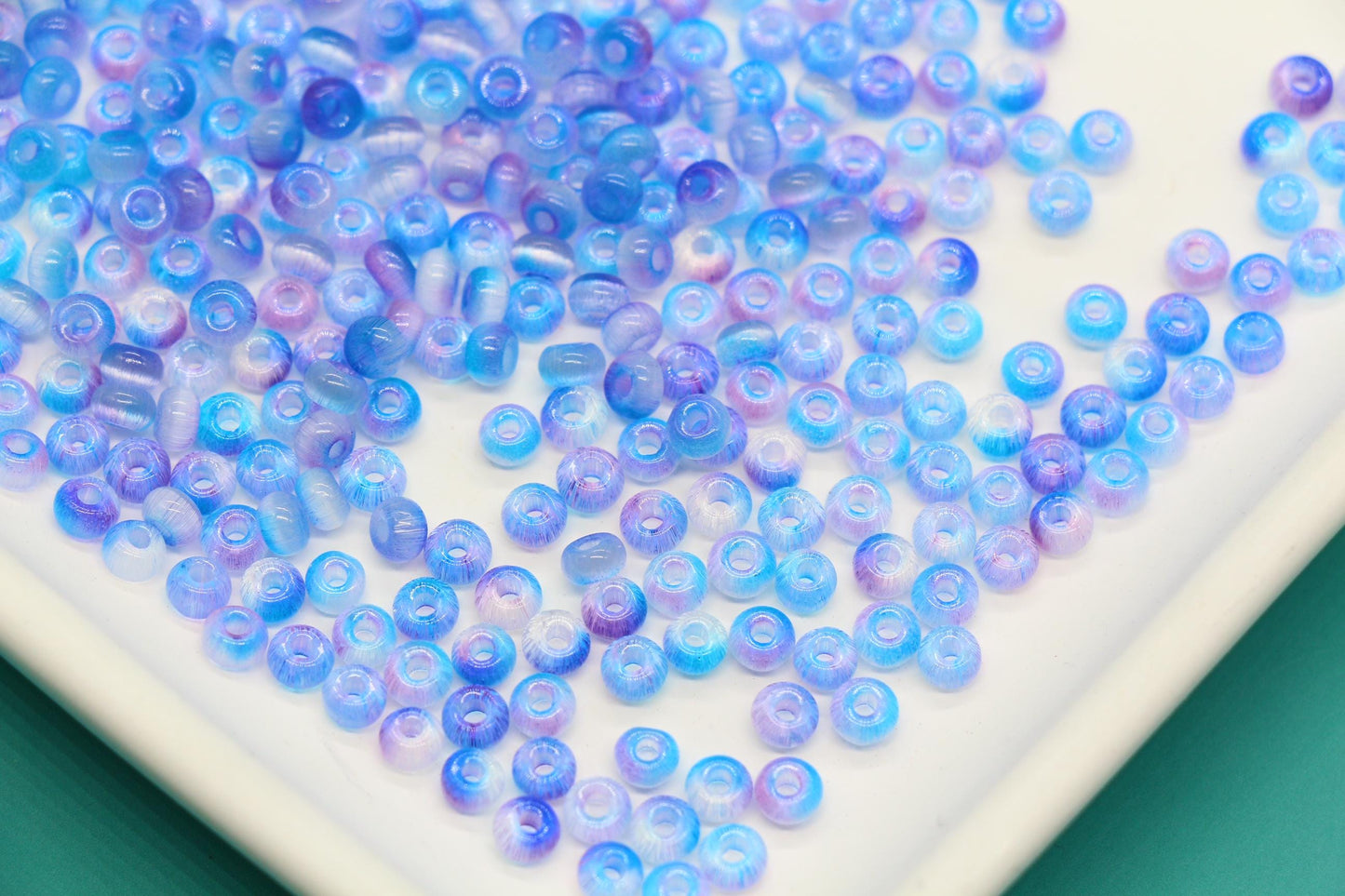 4mm Ombre Cat Eye Glass Beads, Blue Purple Beads #2285