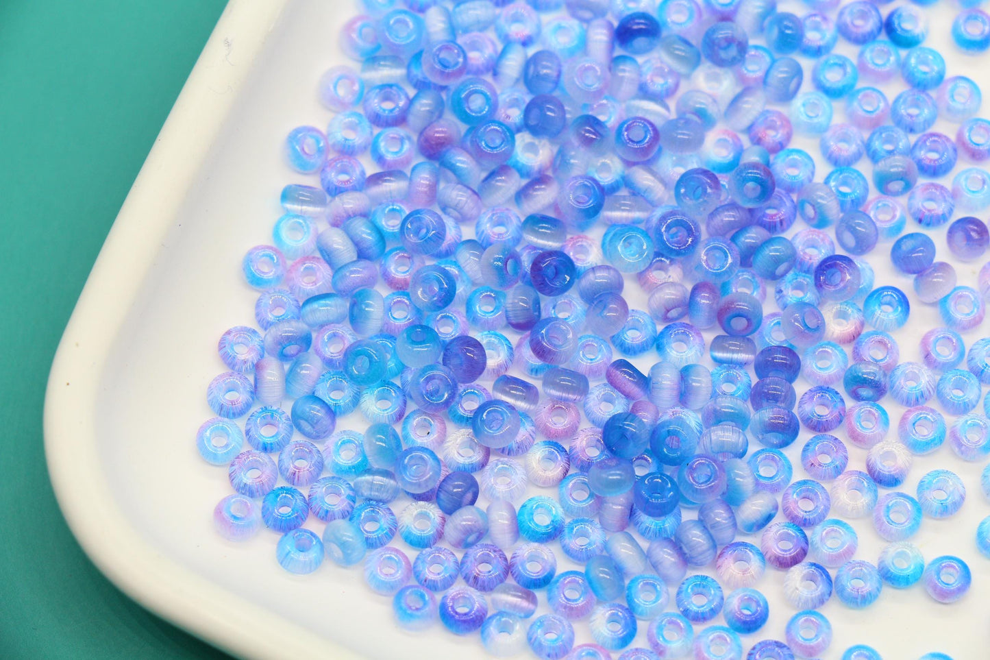 4mm Ombre Cat Eye Glass Beads, Blue Purple Beads #2285