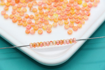 4mm Ombre Cat Eye Glass Beads, Coral Yellow Beads #2266
