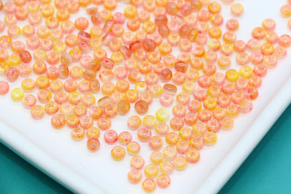 4mm Ombre Cat Eye Glass Beads, Coral Yellow Beads #2266