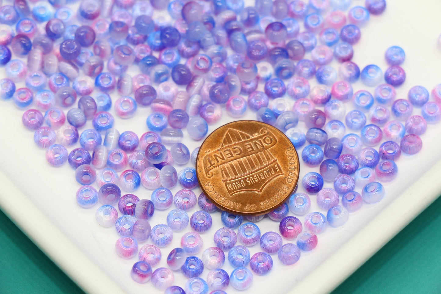 4mm Ombre Cat Eye Glass Beads, Blue Purple Pink Beads #2273