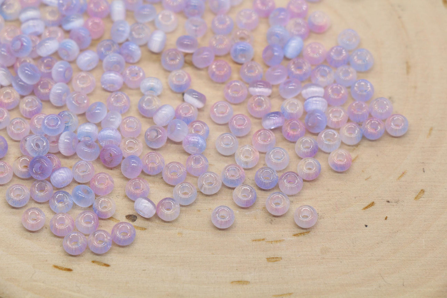 4mm Ombre Cat Eye Glass Beads, Lavender Blush Beads #2258