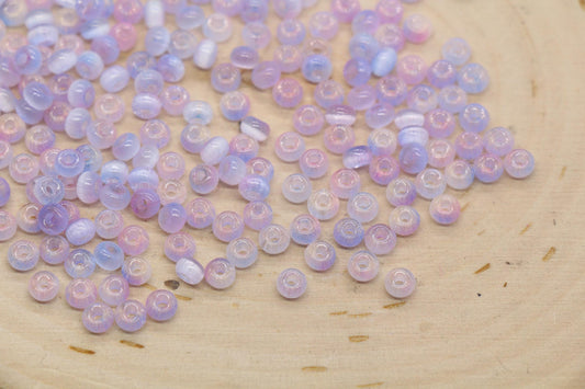 4mm Ombre Cat Eye Glass Beads, Lavender Blush Beads #2258