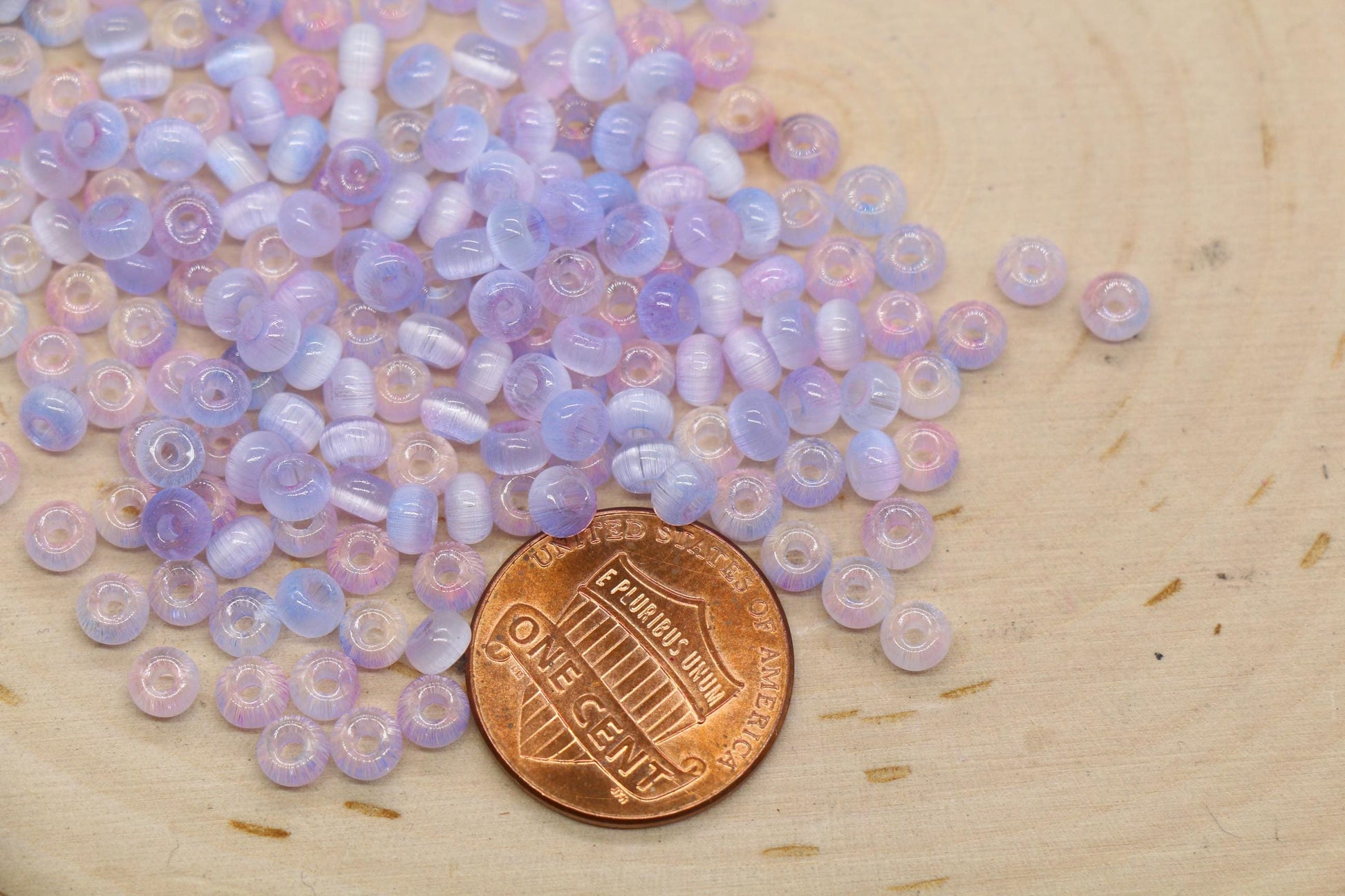 4mm Ombre Cat Eye Glass Beads, Lavender Blush Beads #2258