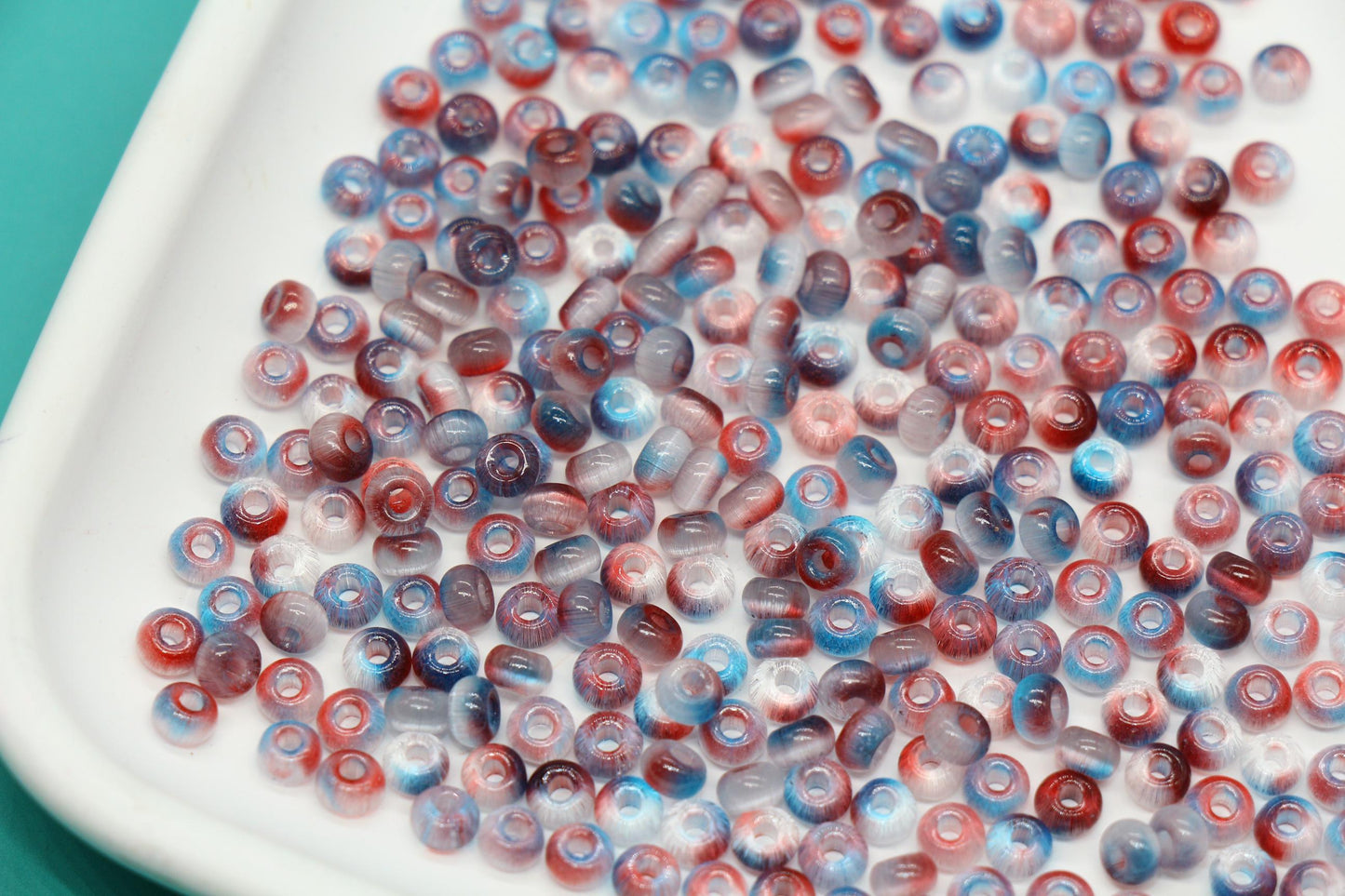 4mm Ombre Cat Eye Glass Beads, Red Blue Ombre Beads #2260
