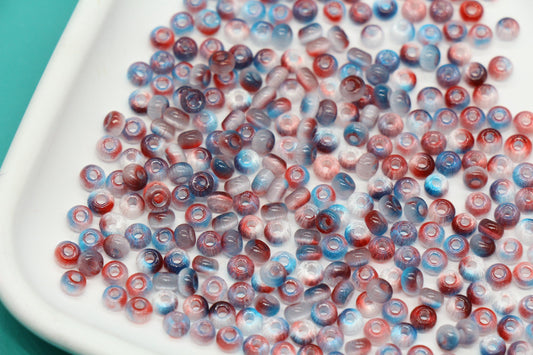 4mm Ombre Cat Eye Glass Beads, Red Blue Ombre Beads #2260