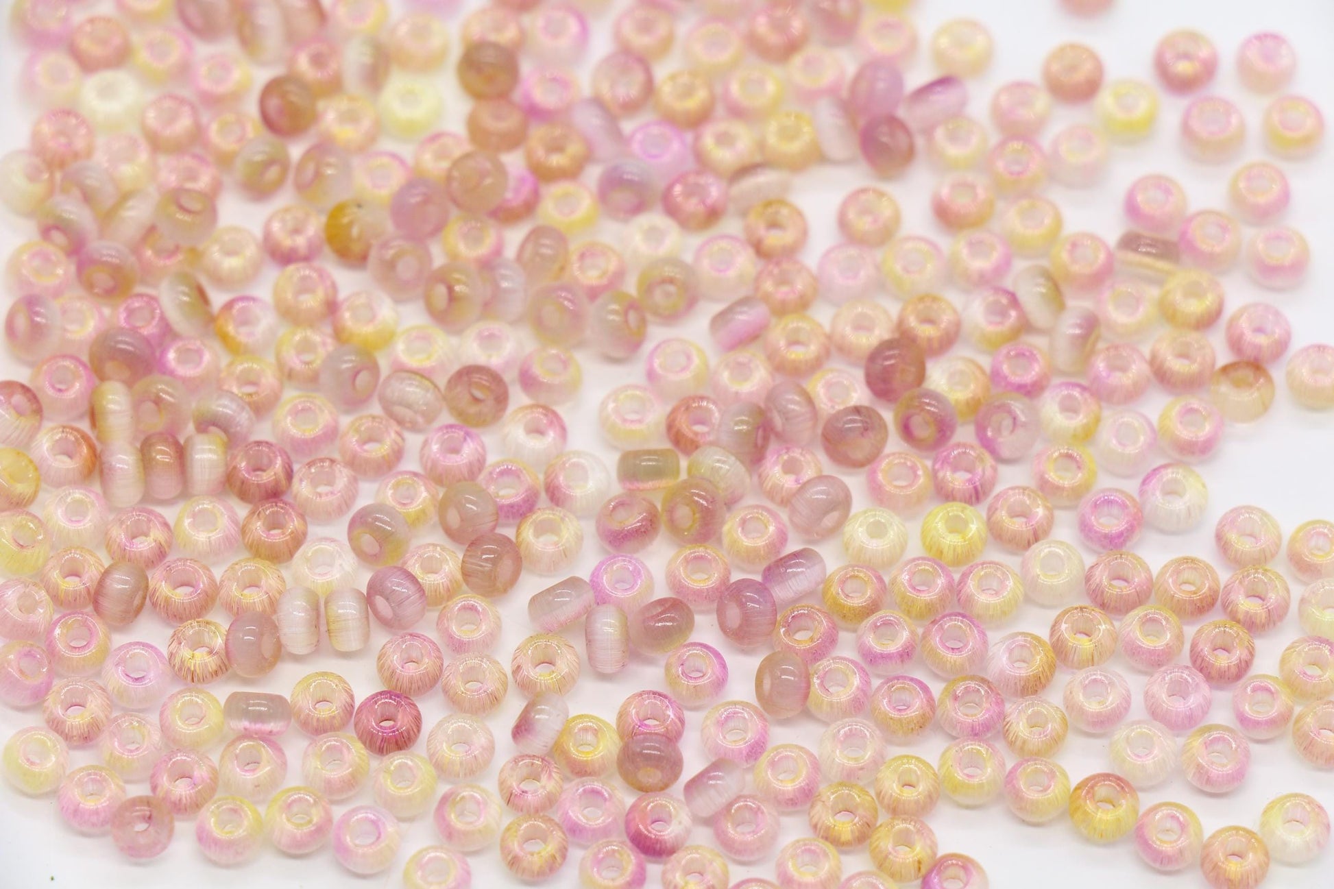 4mm Ombre Cat Eye Glass Beads, Pink Peach Beads #2261