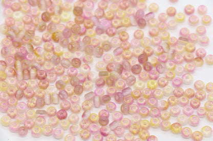 4mm Ombre Cat Eye Glass Beads, Pink Peach Beads #2261