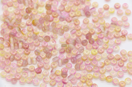 4mm Ombre Cat Eye Glass Beads, Pink Peach Beads #2261