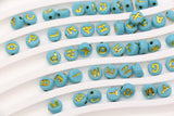 7mm Turquoise Letter Beads, Gold Alphabet Beads, Name Beads Jewelry Making #3743