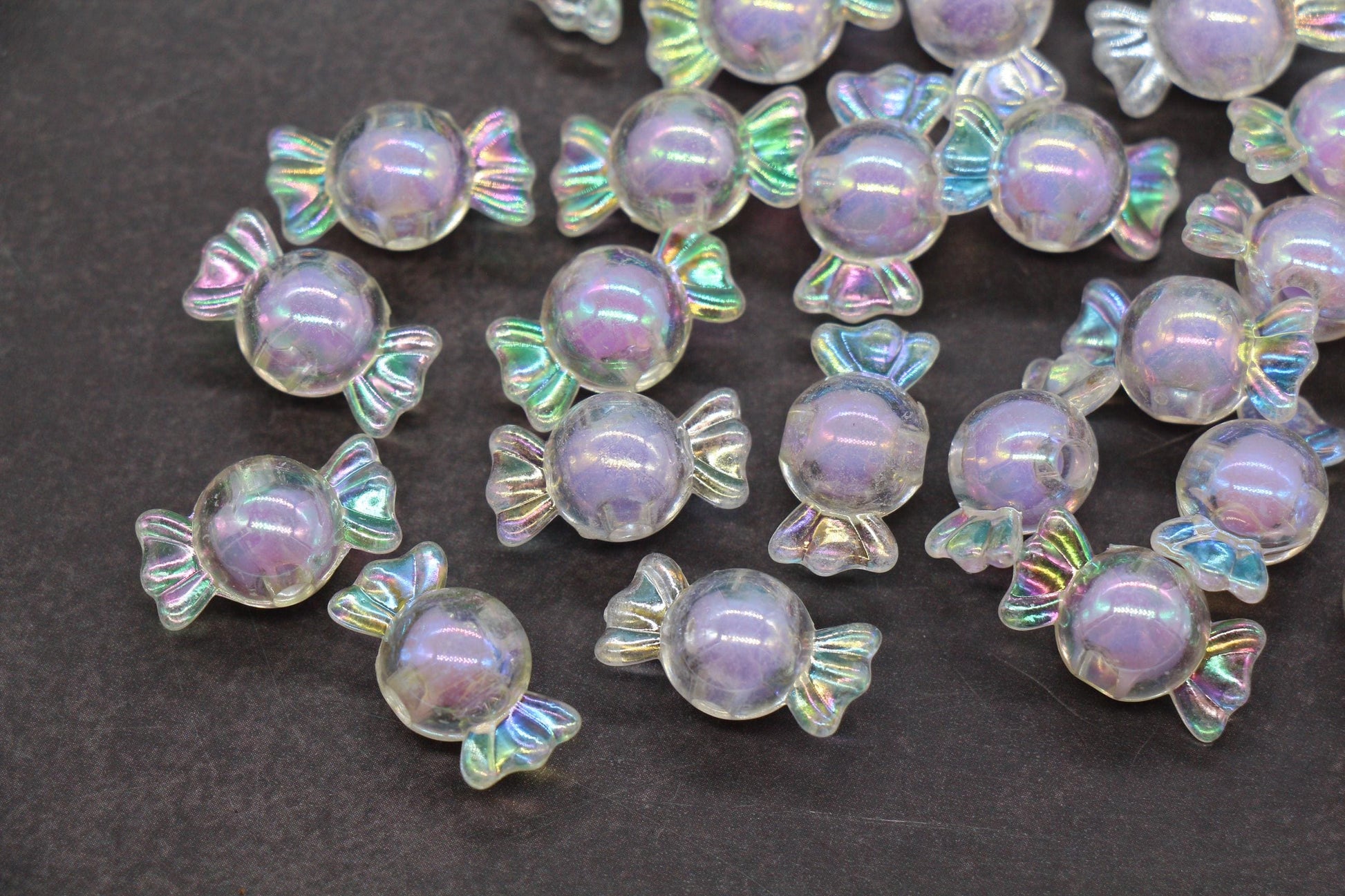 16mm Iridescent Candy Beads, Lavender Aurora AB Plastic Beads #3926