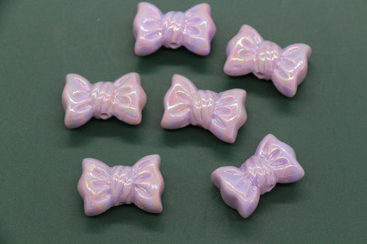 Iridescent Large Bow Beads, Lavender Aurora AB Plastic Bow Beads #3525