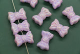 Iridescent Large Bow Beads, Lavender Aurora AB Plastic Bow Beads #3525