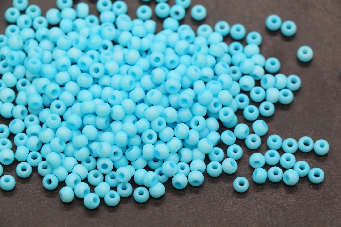 4mm Matte Aqua Blue Glass Beads, Frosted Round Beads for Jewelry Making #2340