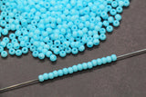 4mm Matte Aqua Blue Glass Beads, Frosted Round Beads for Jewelry Making #2340