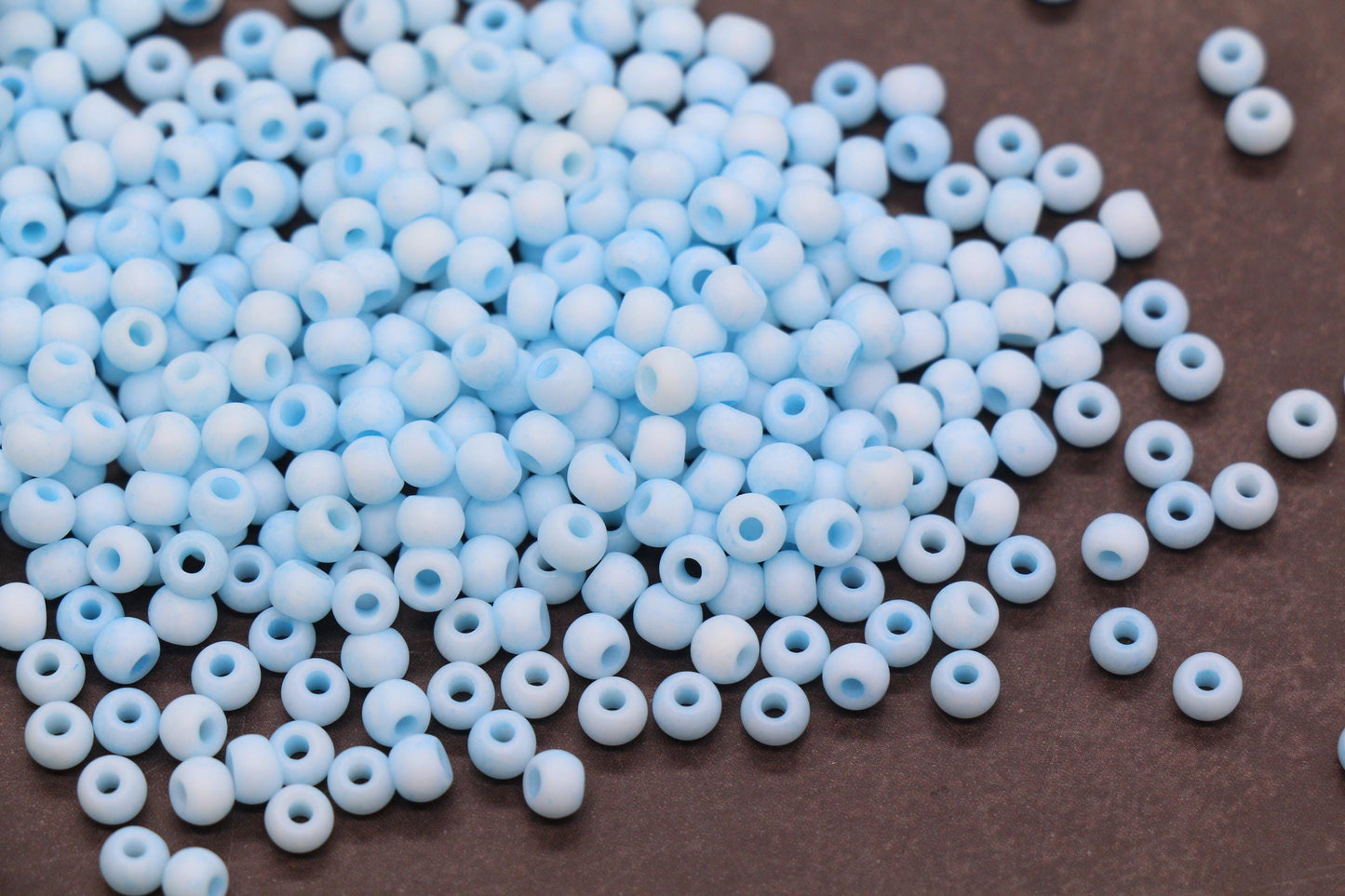 4mm Matte Pastel Light Blue Glass Beads, Frosted Round Seed Beads for Jewelry Making #2341
