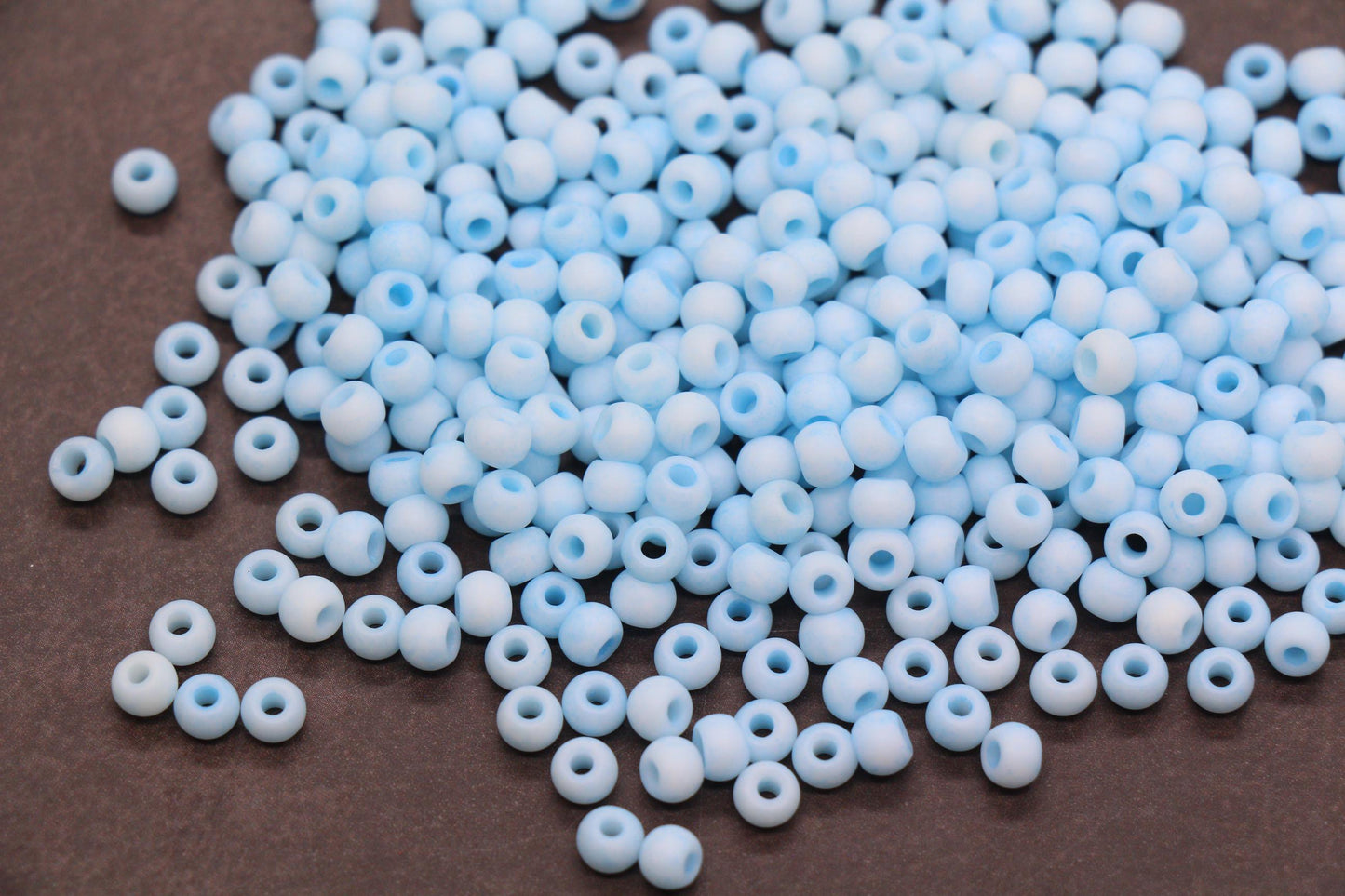 4mm Matte Pastel Light Blue Glass Beads, Frosted Round Seed Beads for Jewelry Making #2341