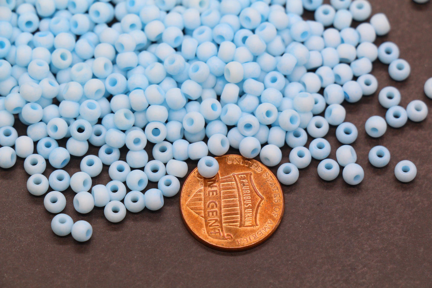 4mm Matte Pastel Light Blue Glass Beads, Frosted Round Seed Beads for Jewelry Making #2341