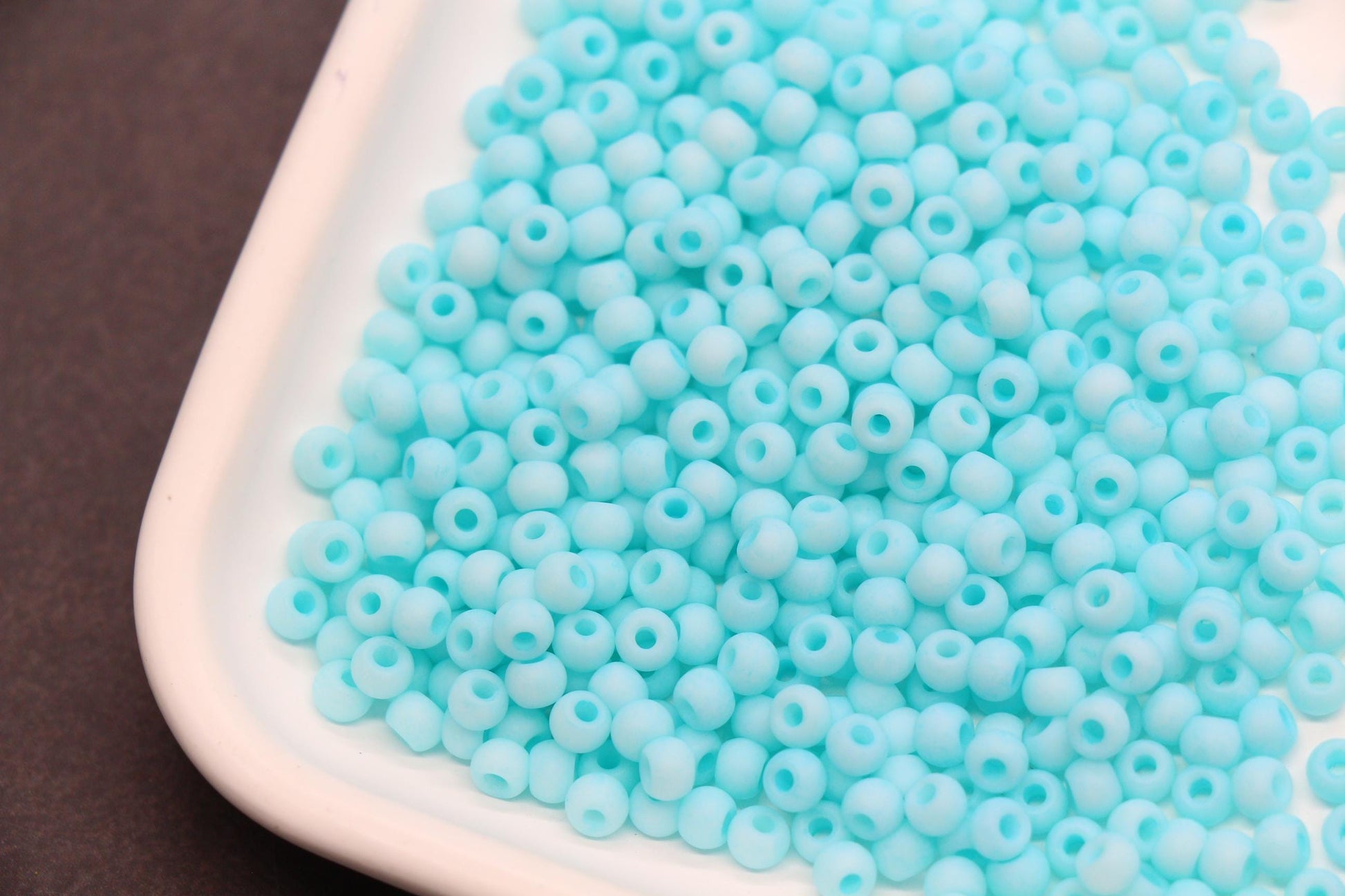 4mm Matte Mint Aqua Blue Glass Beads, Frosted Round Seed Beads for Jewelry Making #2344