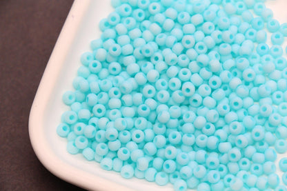 4mm Matte Mint Aqua Blue Glass Beads, Frosted Round Seed Beads for Jewelry Making #2344