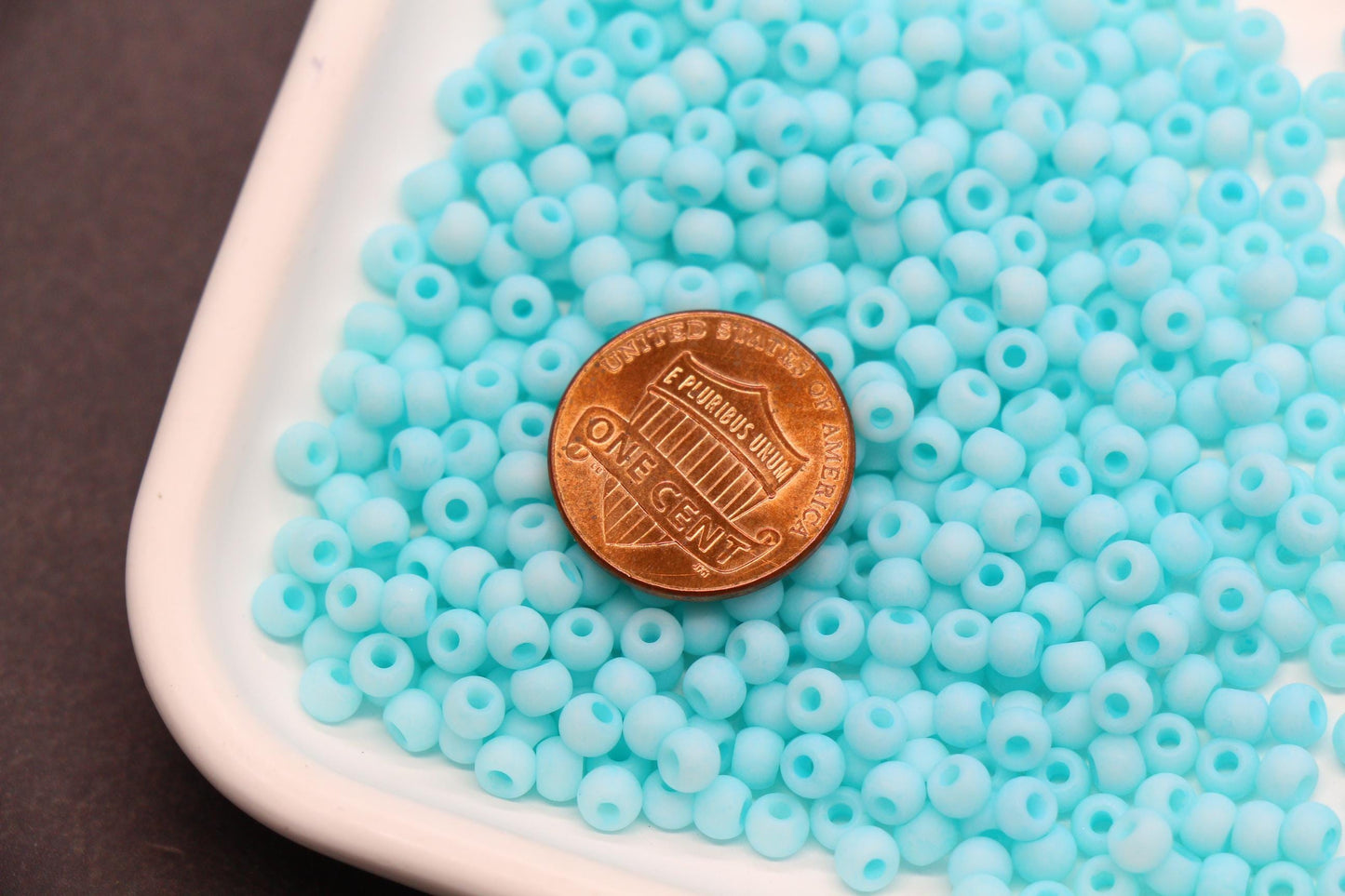 4mm Matte Mint Aqua Blue Glass Beads, Frosted Round Seed Beads for Jewelry Making #2344
