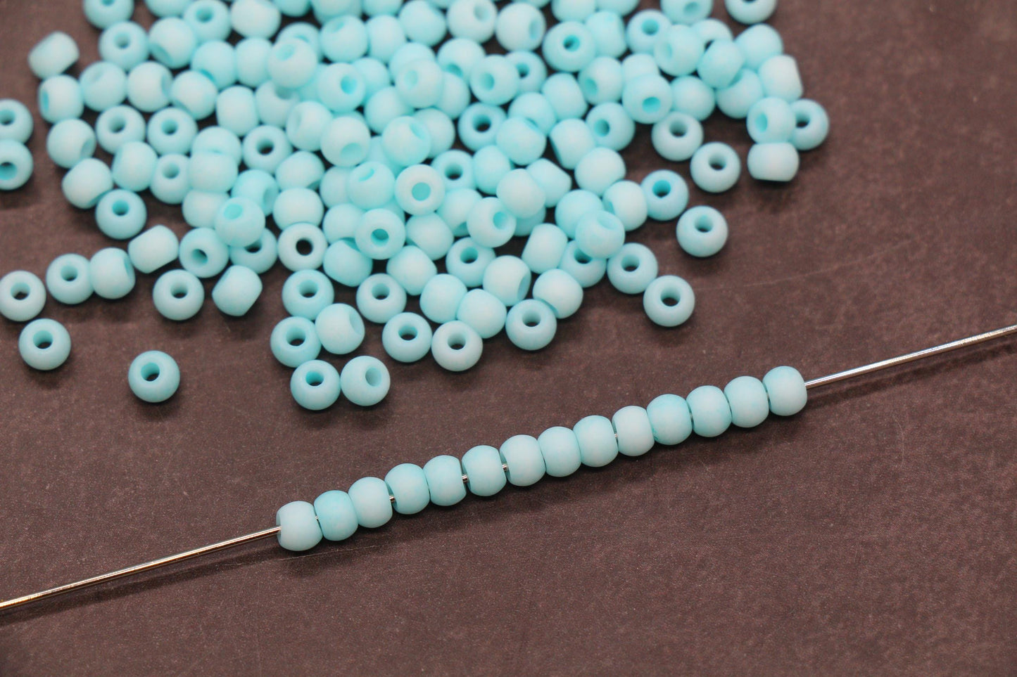 4mm Matte Mint Aqua Blue Glass Beads, Frosted Round Seed Beads for Jewelry Making #2344