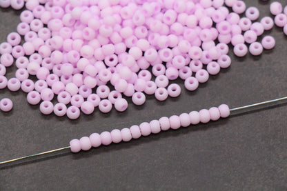 4mm Matte Pastel Lavender Pink Glass Beads, Frosted Round Beads #2338