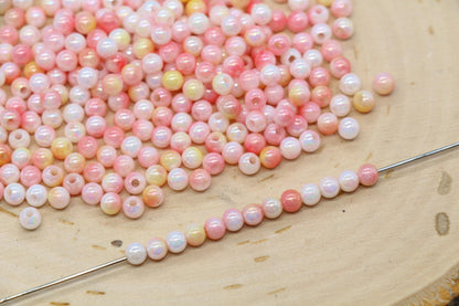 4mm Pastel Sunset Ombre Beads, Iridescent Plastic Mermaid Beads #3424