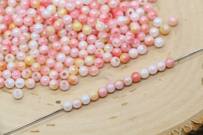 4mm Pastel Sunset Ombre Beads, Iridescent Plastic Mermaid Beads #3424