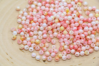 4mm Pastel Sunset Ombre Beads, Iridescent Plastic Mermaid Beads #3424