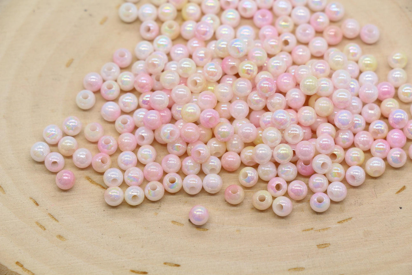 4mm Blush Opal Ombre Beads, Iridescent Plastic Mermaid Beads #3425