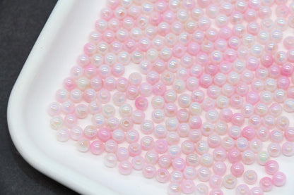 4mm Baby Pink Opal Ombre Beads, Iridescent Plastic Mermaid Beads #2057