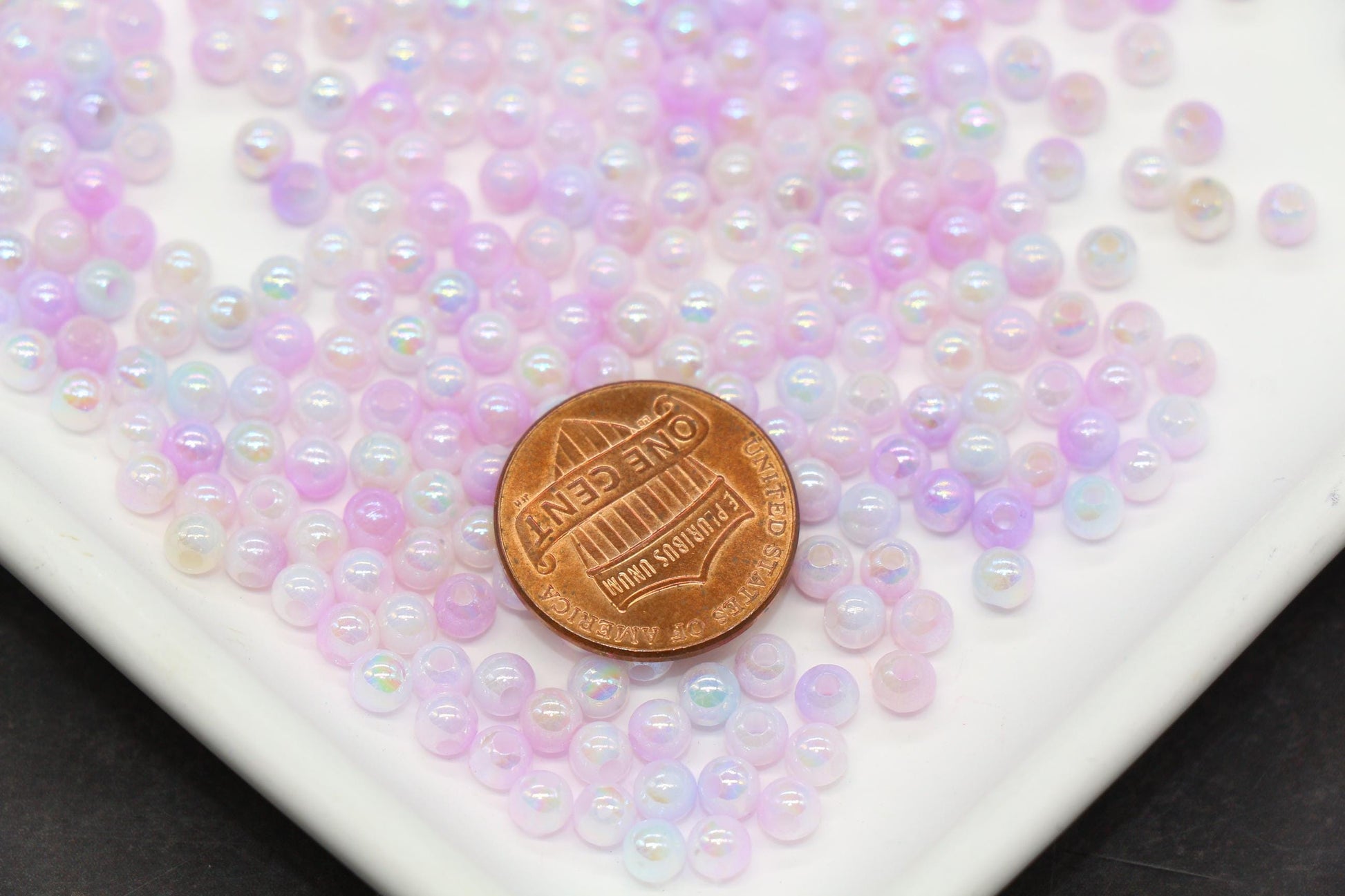 4mm Lavender Opal Ombre Beads, Iridescent Plastic Mermaid Beads #2060