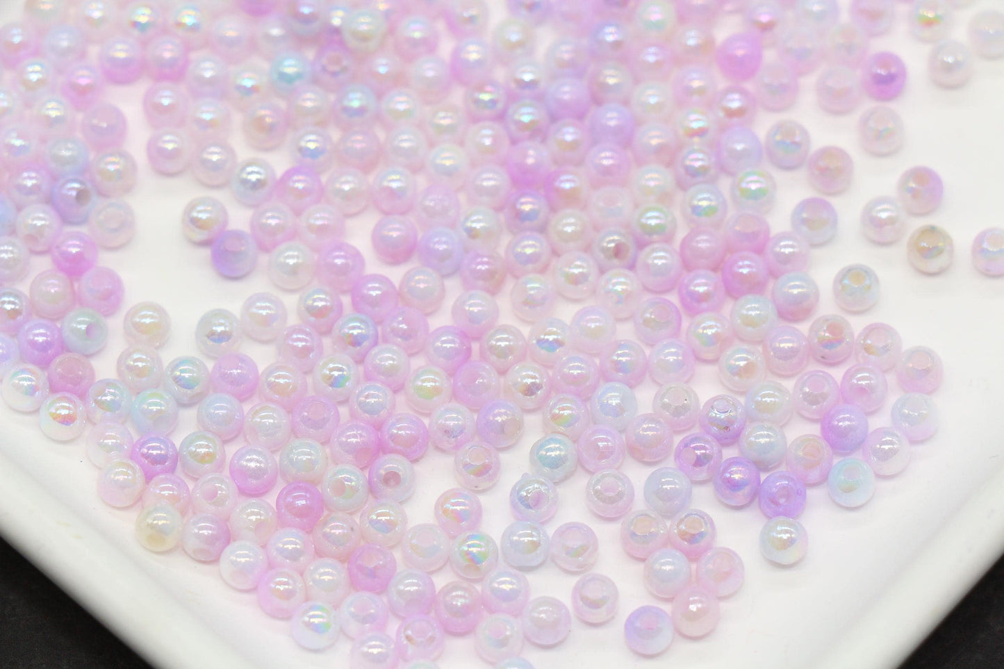 4mm Lavender Opal Ombre Beads, Iridescent Plastic Mermaid Beads #2060
