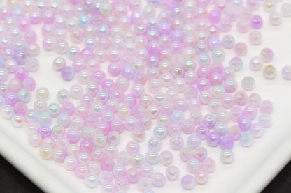 4mm Lavender Opal Ombre Beads, Iridescent Plastic Mermaid Beads #2060