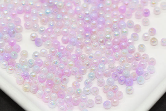 4mm Lavender Opal Ombre Beads, Iridescent Plastic Mermaid Beads #2060