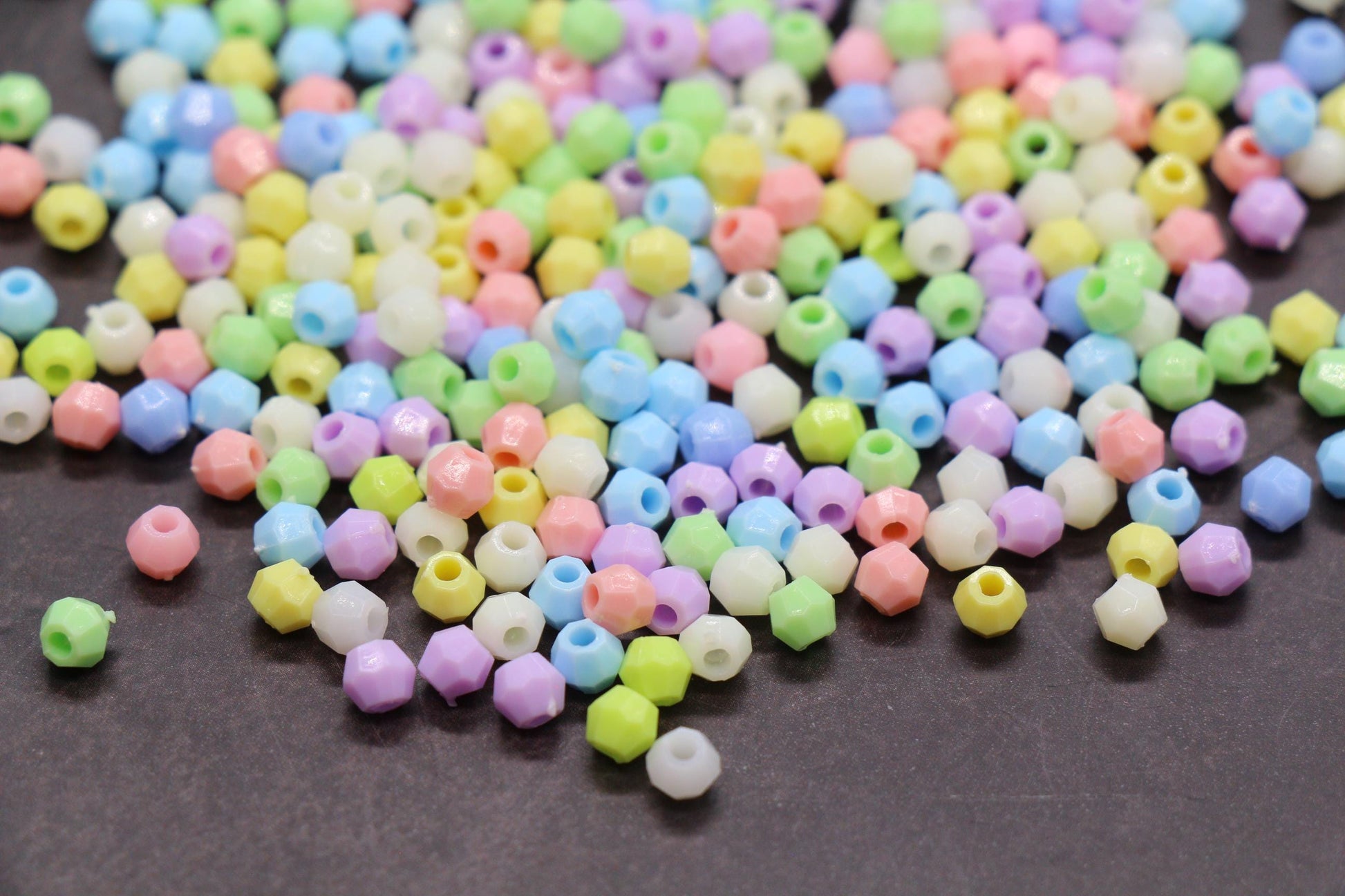 4mm Pastel Mix Faceted Beads, Acrylic Plastic Beads for Jewelry Making #3413