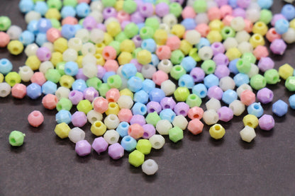4mm Pastel Mix Faceted Beads, Acrylic Plastic Beads for Jewelry Making #3413