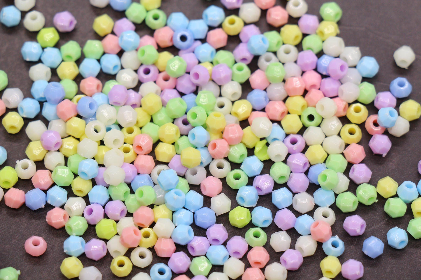 4mm Pastel Mix Faceted Beads, Acrylic Plastic Beads for Jewelry Making #3413