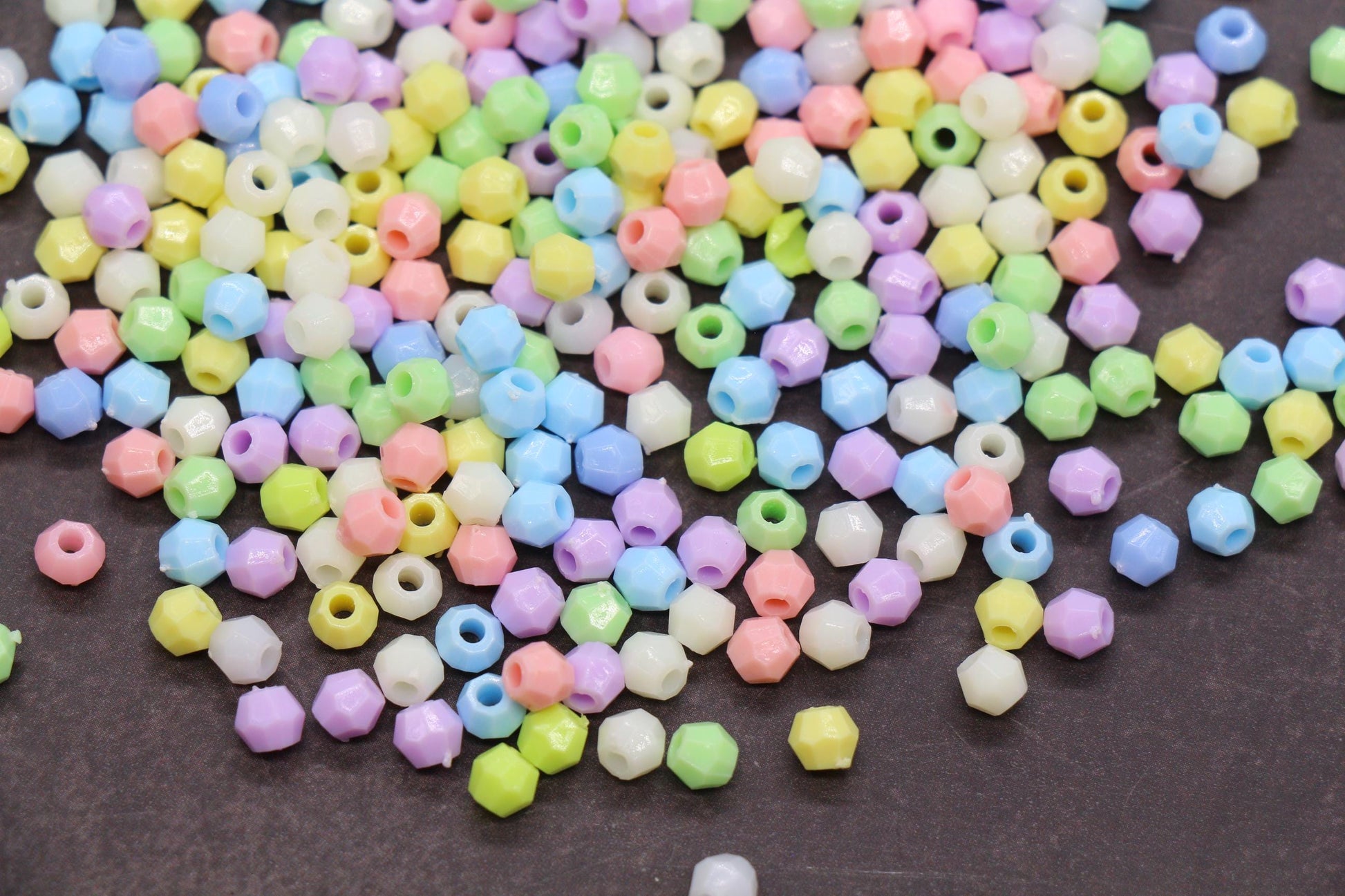 4mm Pastel Mix Faceted Beads, Acrylic Plastic Beads for Jewelry Making #3413
