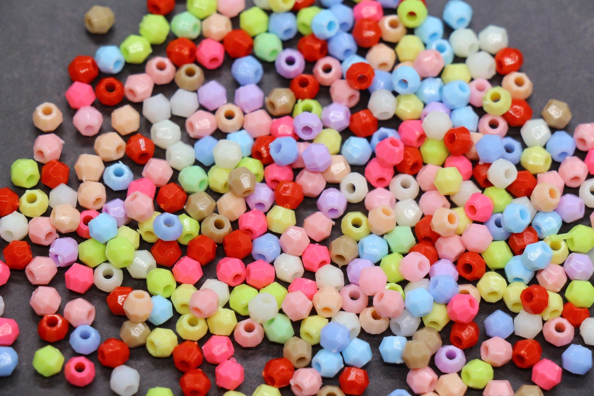4mm Bright Mix Faceted Beads, Acrylic Plastic Beads for Jewelry Making #3412