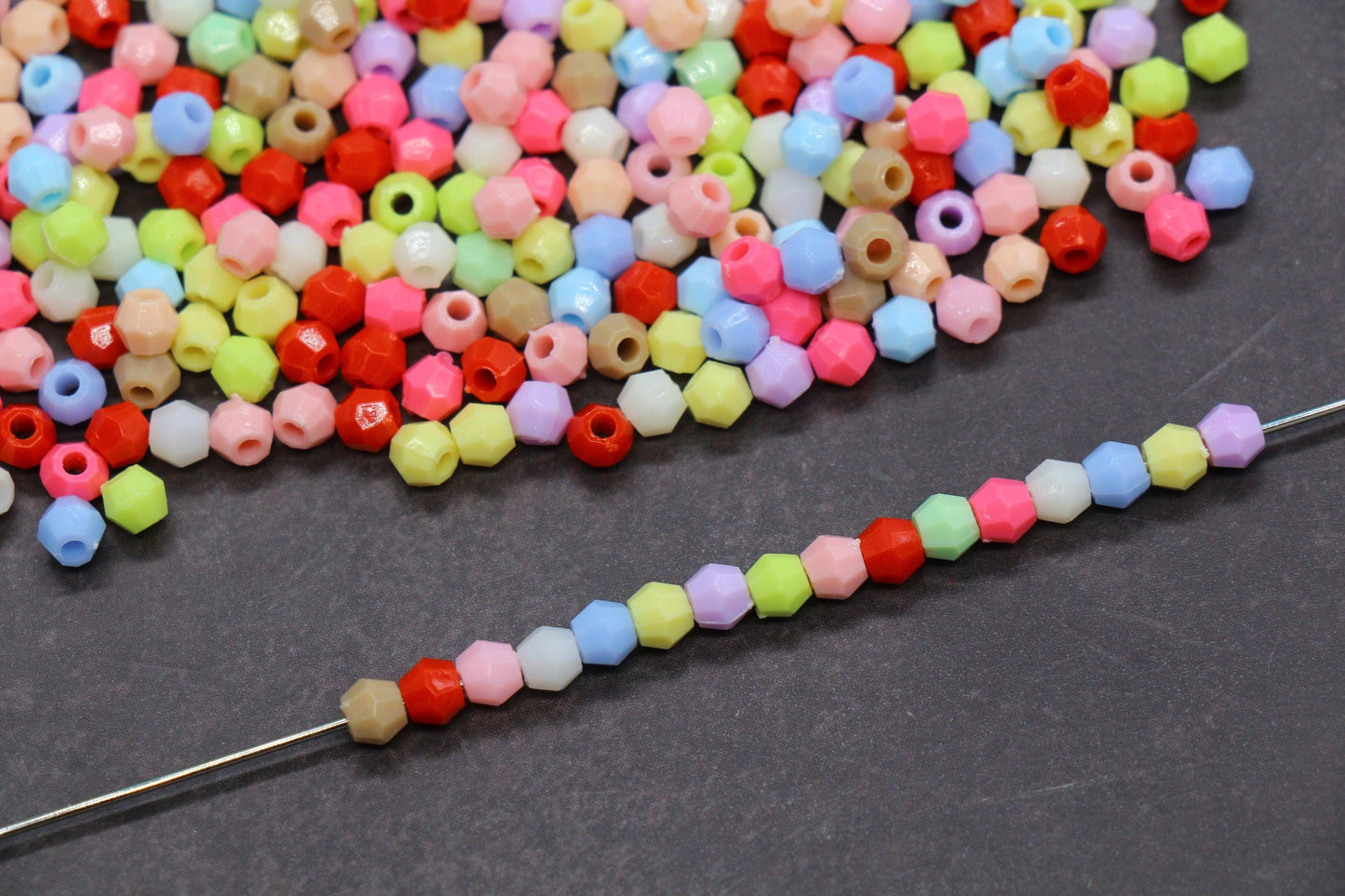 4mm Bright Mix Faceted Beads, Acrylic Plastic Beads for Jewelry Making #3412