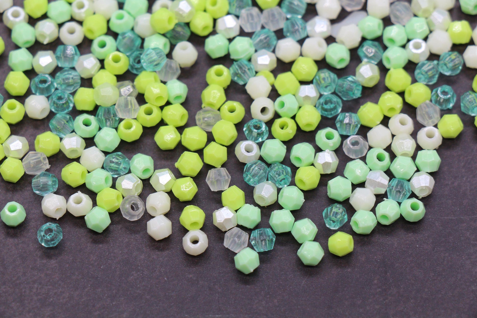 4mm Fresh Mint Citrus Mix Faceted Beads, Acrylic Plastic Beads for Jewelry Making #3419